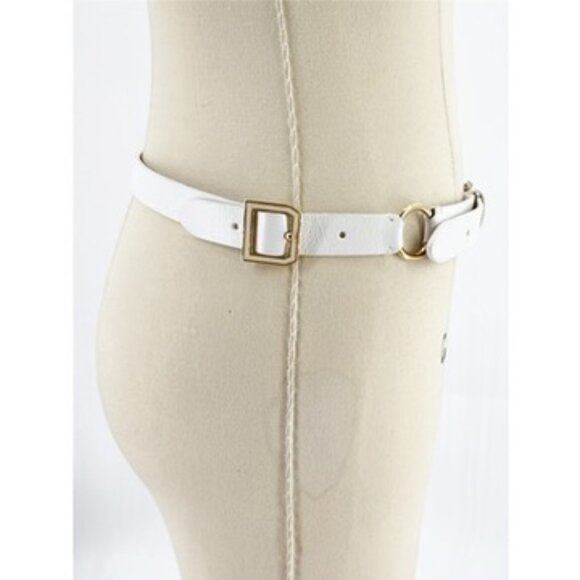 Dolce & Gabbana Skinny White Leather Belt Size: M main image 8